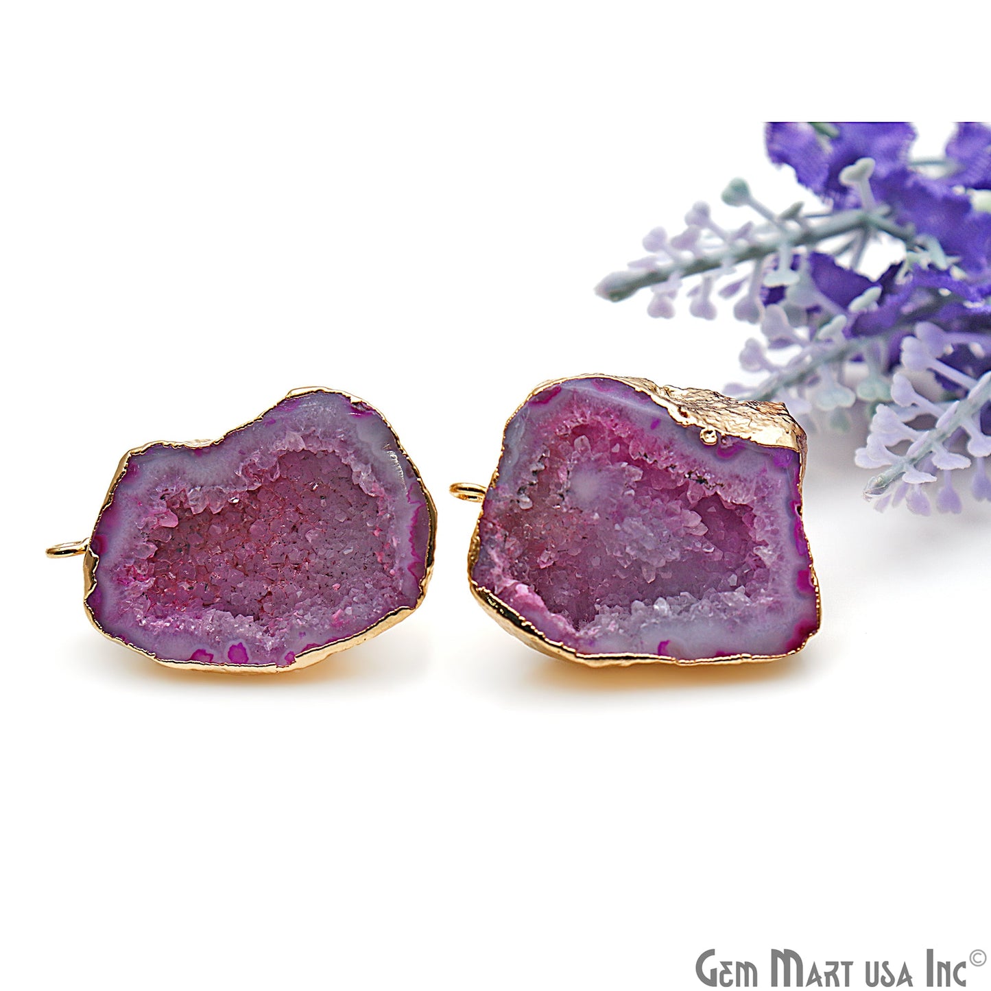 DIY Agate Slice Geode Druzy Gold Edged Loop Connector Studs Earrings
