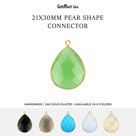 Pears 21x30mm Single Bail Gold Bezel Gemstone Connector