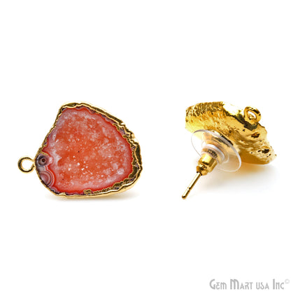 DIY Agate Slice Geode Druzy Gold Edged Loop Connector Studs Earrings