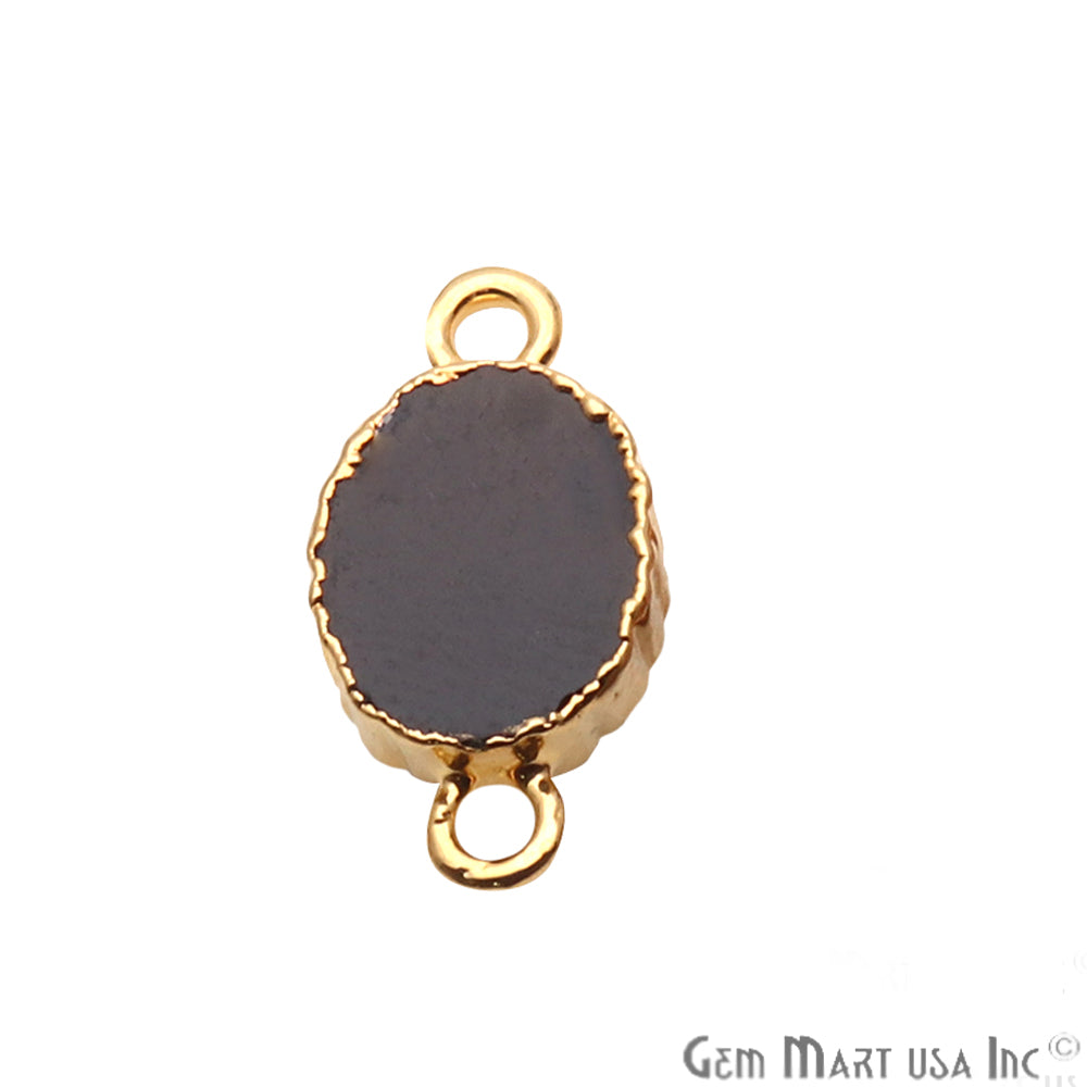 Oval 8x10mm Gemstone Zig Zag Gold Edged Connector (Pick Stone, Bail) - GemMartUSA