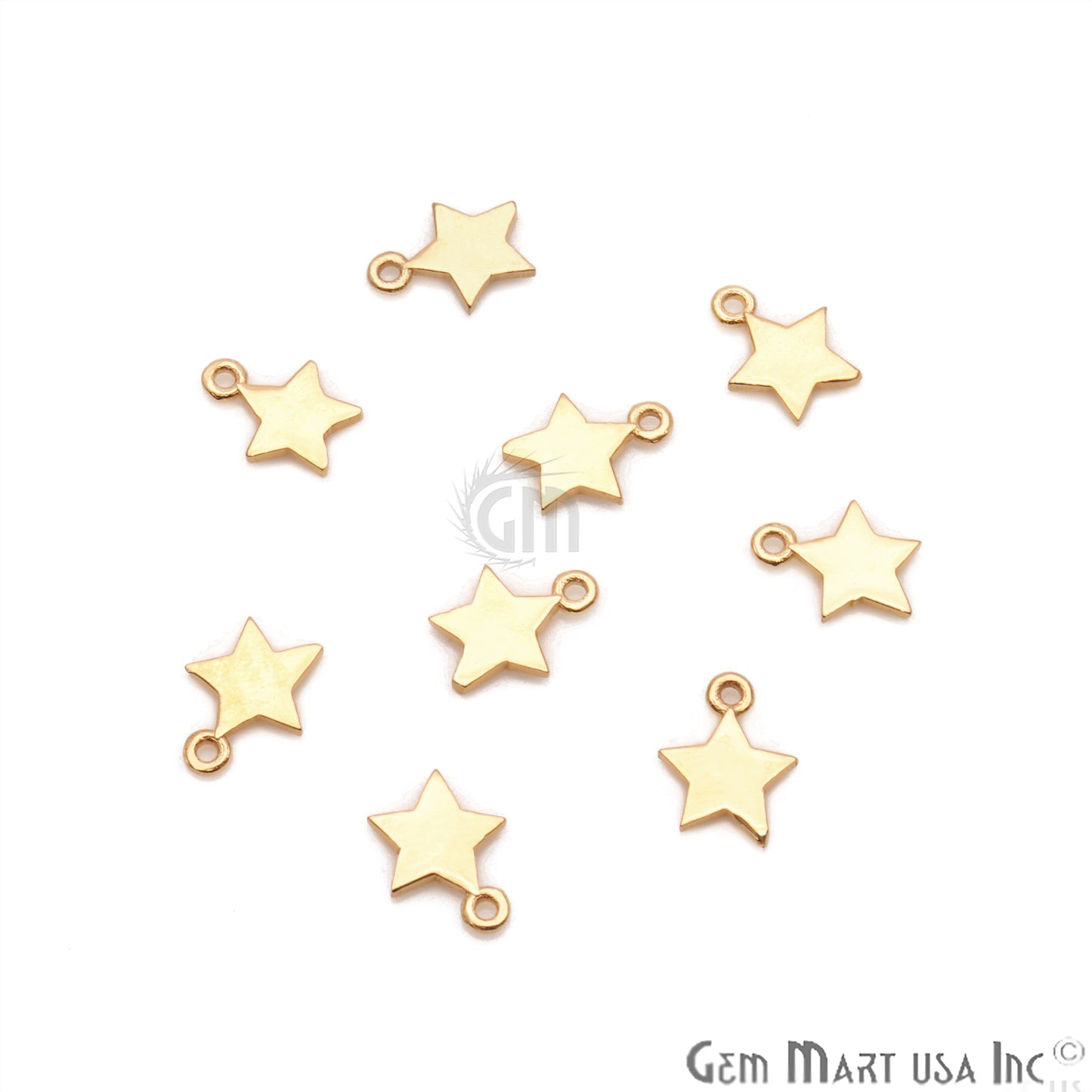 Star Shape 10x8mm Gold Plated Finding Charm, DIY Jewelry - GemMartUSA