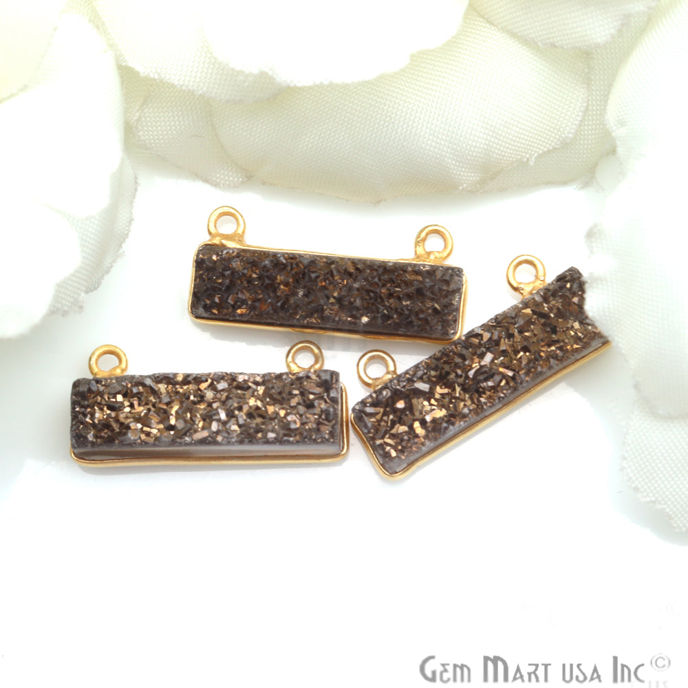 Rectangle Shape 21x7mm Druzy Gold Plated Connector Charms Pendant (Pick Your Gemstone) - GemMartUSA