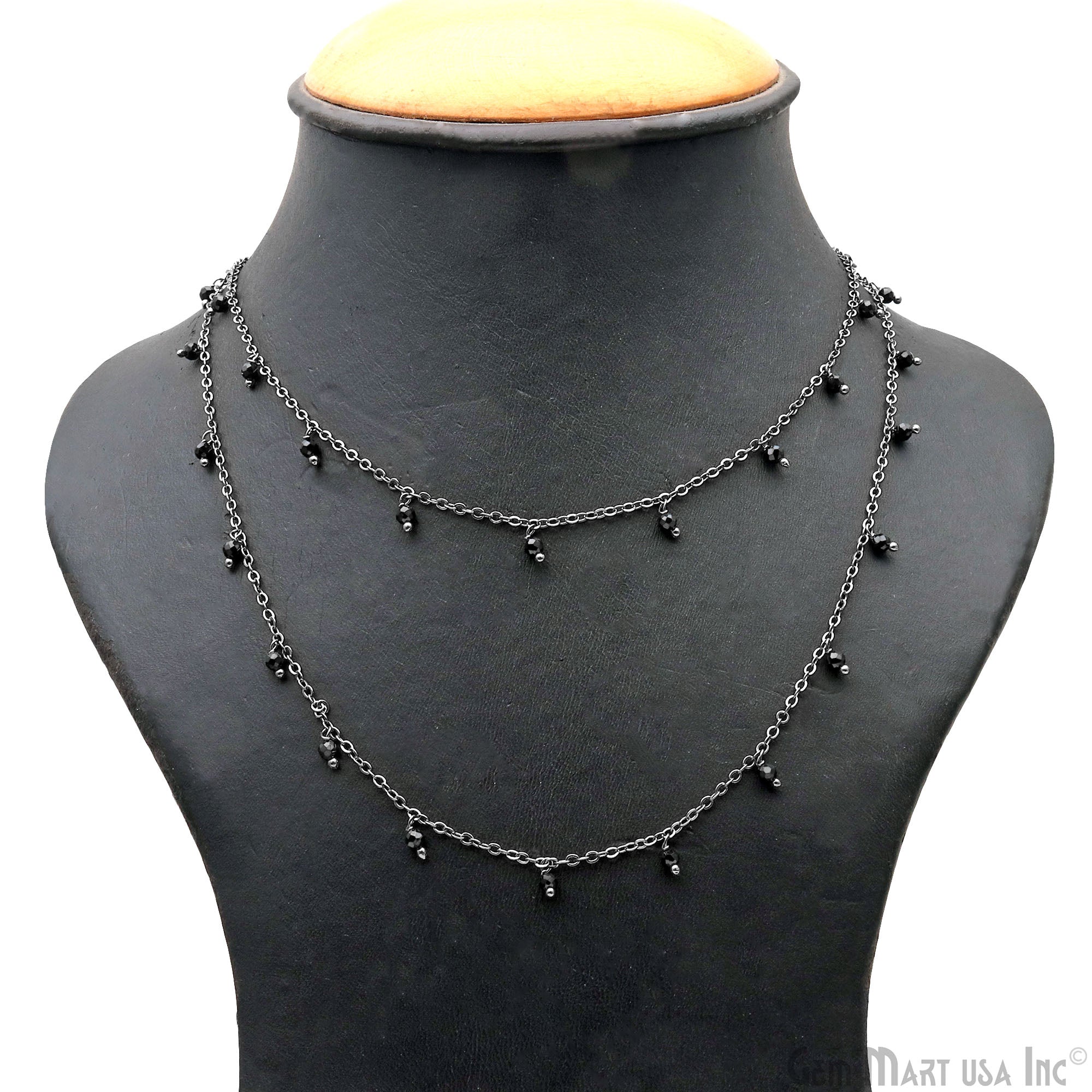 Black Spinel Faceted Beads 3-4mm Oxidized Cluster Dangle Chain
