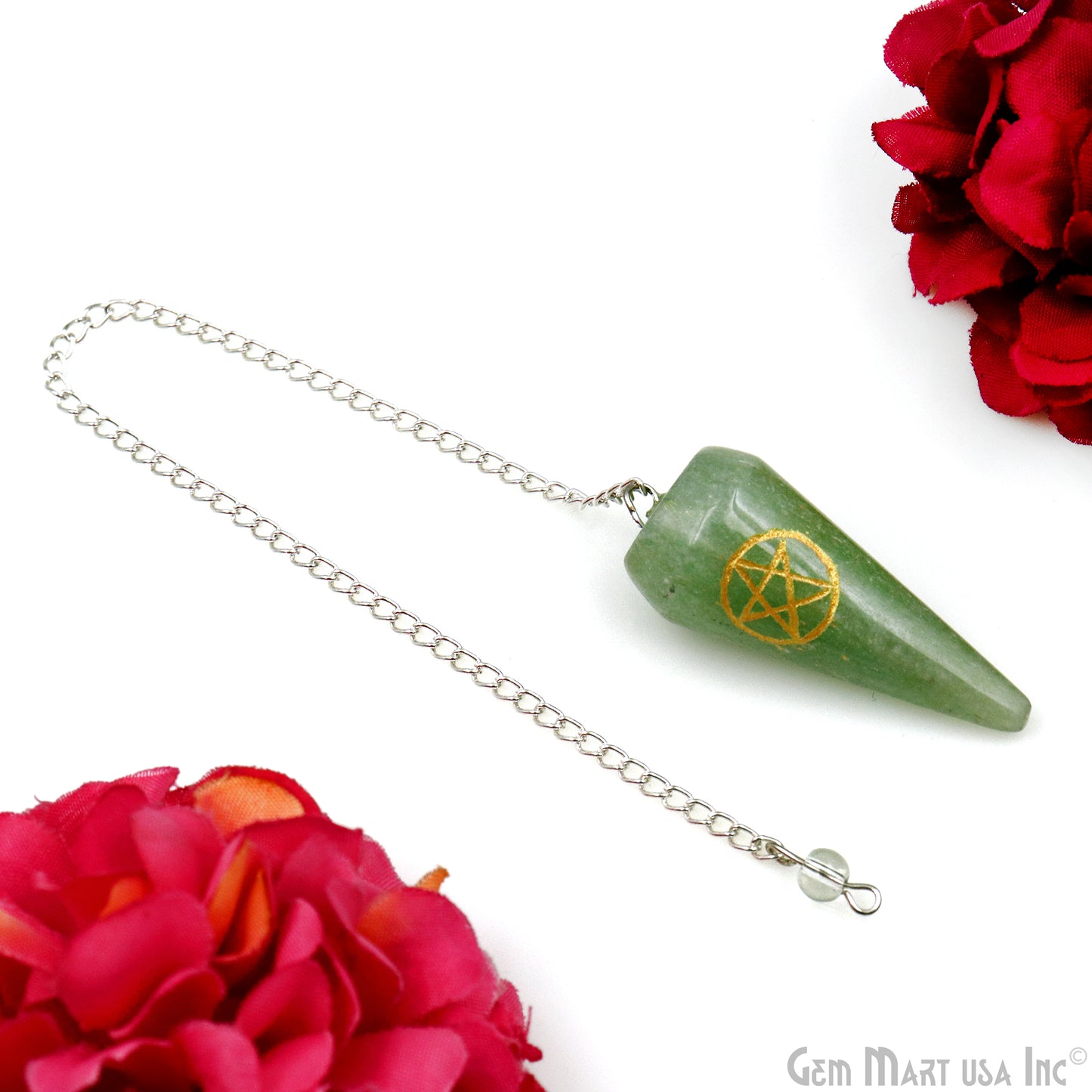 Aventurine Healing Pendulum Pendant, 44x19mm Healing Gemstone With Reiki Symbols Pendulum