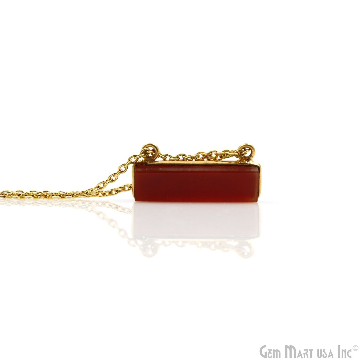 Carnelian Gold Plated 22x10mm Rectangle Shape Double Bail Bar Pendant