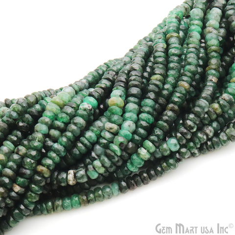 Emerald Round 5-6MM Faceted Tiny Rondelle Beads 1 Strand - GemMartUSA