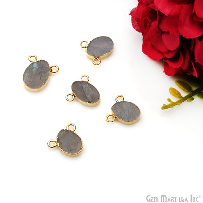 Labradorite Organic 13x12mm Gold Electroplated Double Bail Connector