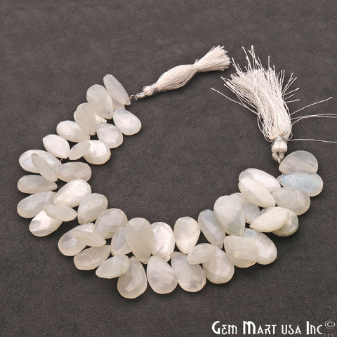 Rainbow Moonstone Pears Shape 18x11mm Briolette Beads, Rondelle Beads 9 Inch Length - GemMartUSA