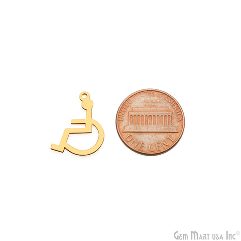 Wheel Chair Shape Laser Finding Gold Plated 18.5x15mm Charm For Bracelets & Pendants