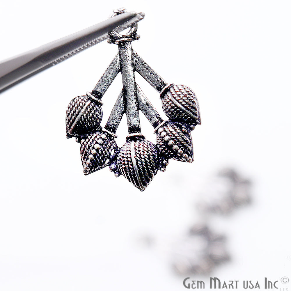 Tulip Shape Oxidized 25x19mm Charm For Bracelets & Pendants - GemMartUSA