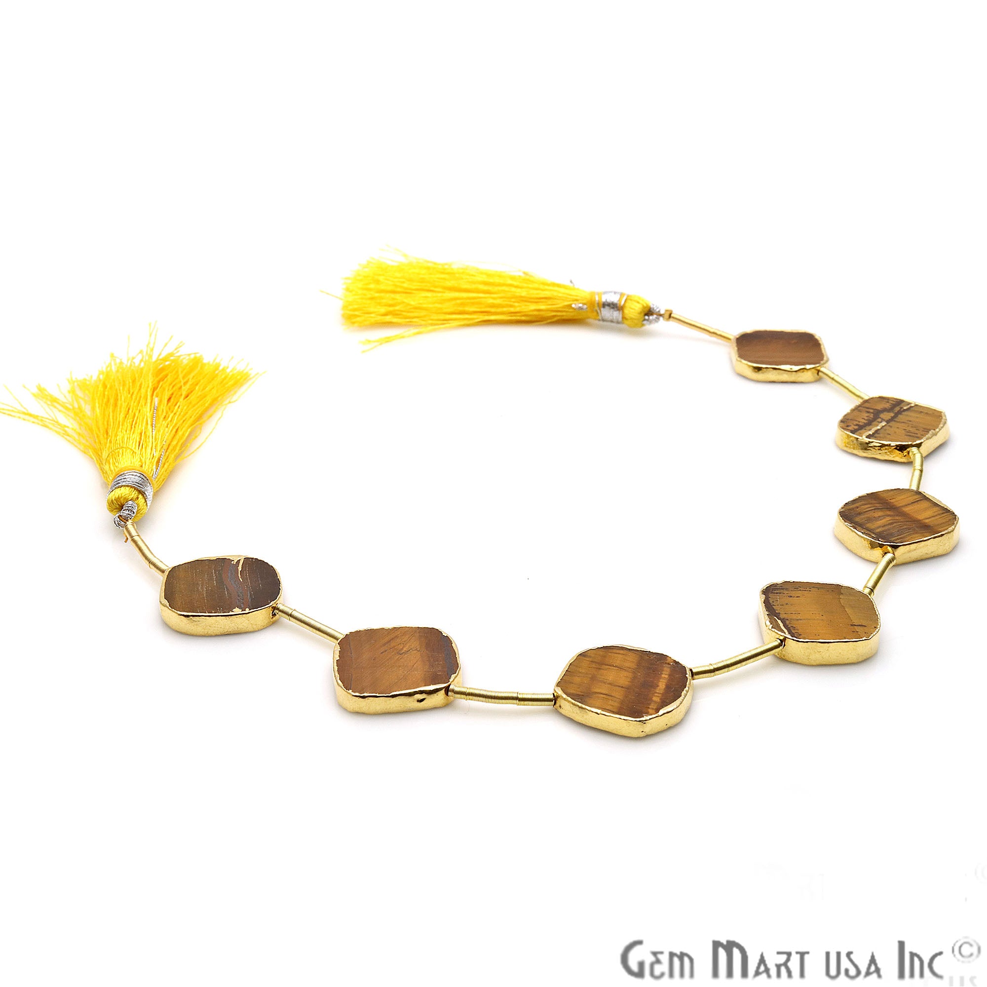 Tiger Eye Free Form 18x15mm Gold Edged Crafting Beads Gemstone Strands 9INCH - GemMartUSA