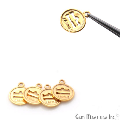 Libra Print Round Shape Gold Plated Finding Connector - GemMartUSA