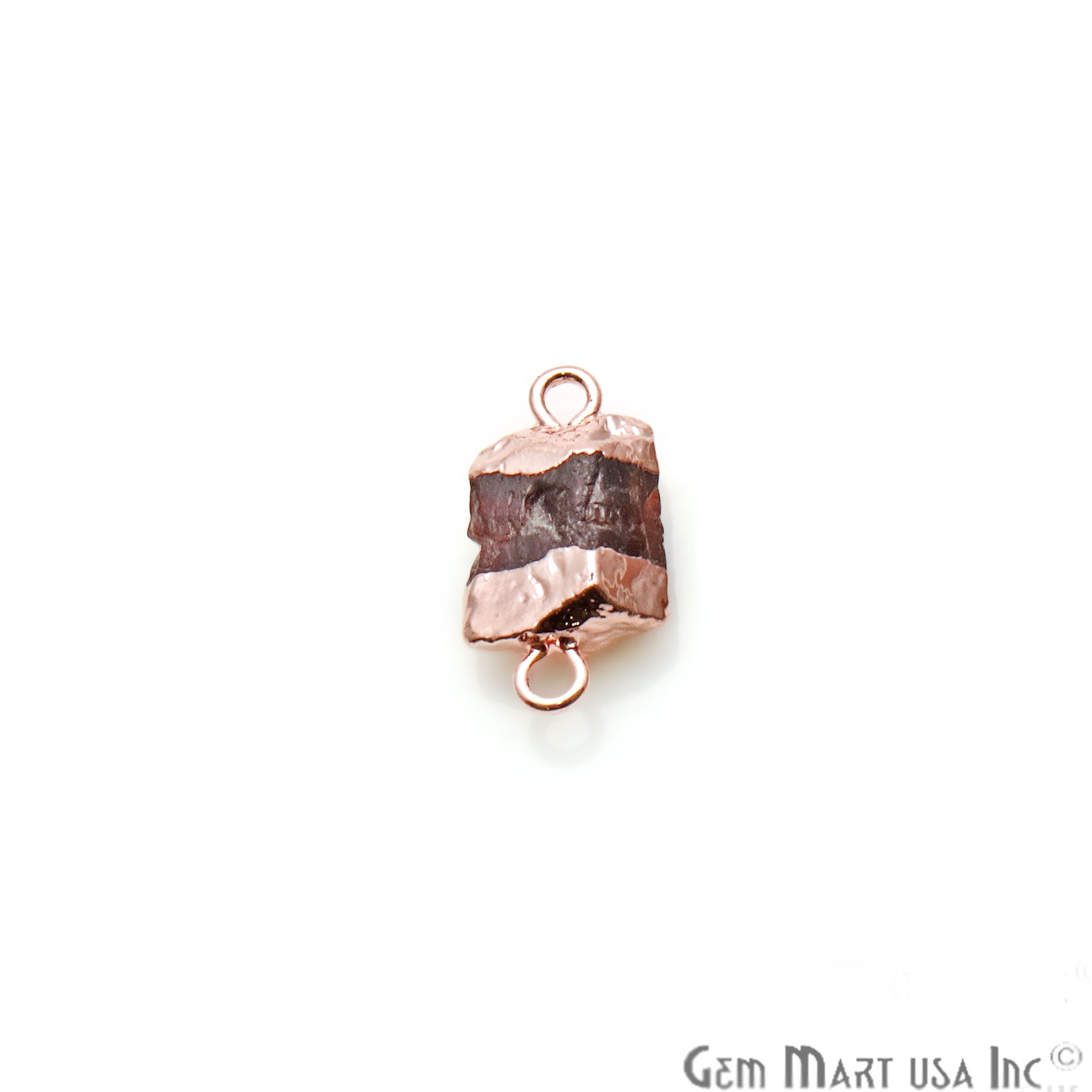Rough Garnet Gemstone 15x9mm Organic Rose Gold Edged Connector - GemMartUSA