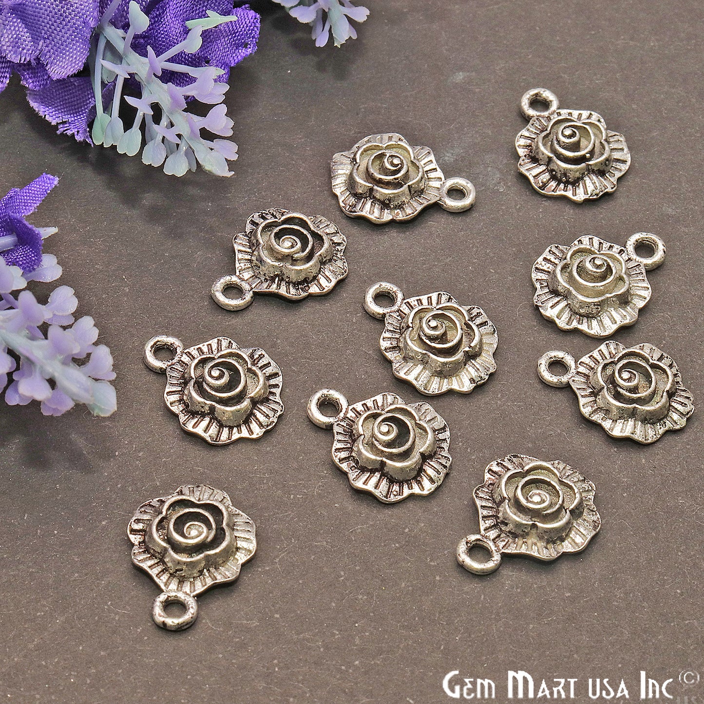 Flower Shape Finding 15x12mm Chandelier Jewelry Charm (Pick Plating) - GemMartUSA