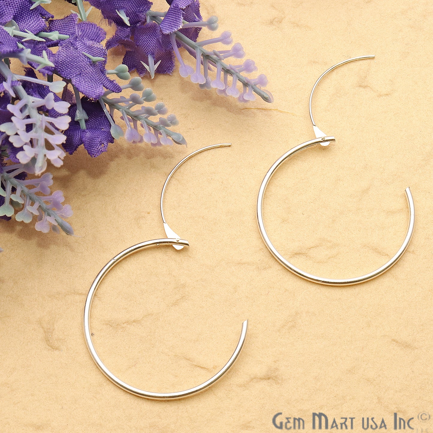 DIY Silver Plated Wire 32mm Finding Hoop Earring - GemMartUSA