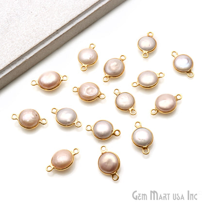 Round 8mm Gold Plated Double Bail Gemstone Connectors (Pick Your Lot Size) - GemMartUSA