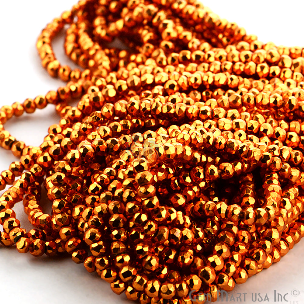 Orange Pyrite Rondelle Micro Faceted 3-4mm 13Inch Length AAAmazing quality (RLOP-70002) (762726187055)