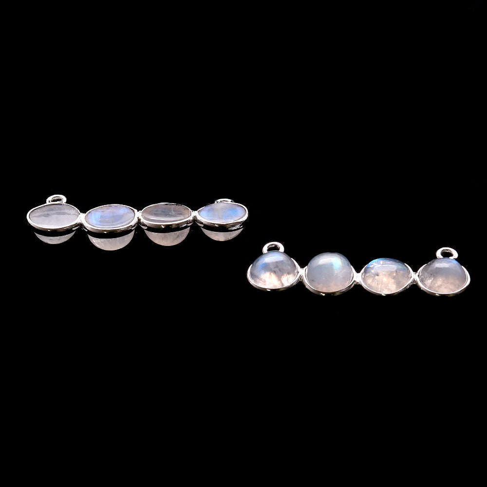 DIY Rainbow Moonstone 31x11mm Double Bail Chandelier Finding Component (Pick Your Metal) - GemMartUSA