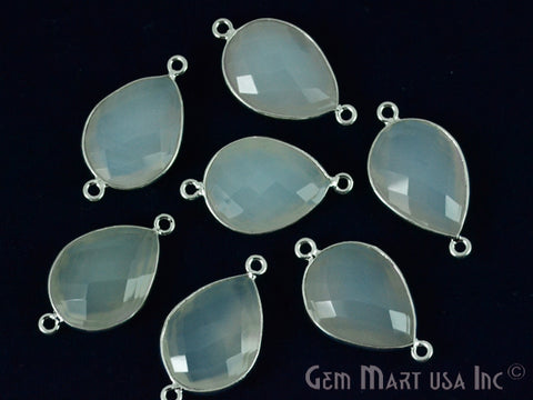 Pear 15x20mm Double Bail Gemstone Silver Bezel Connector