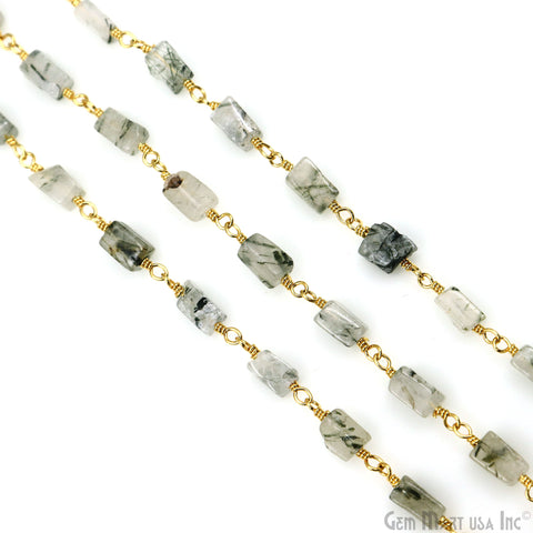 Rutilated 8x5mm Gold Plated Wire Wrapped Beaded Anglican Rosary Chain
