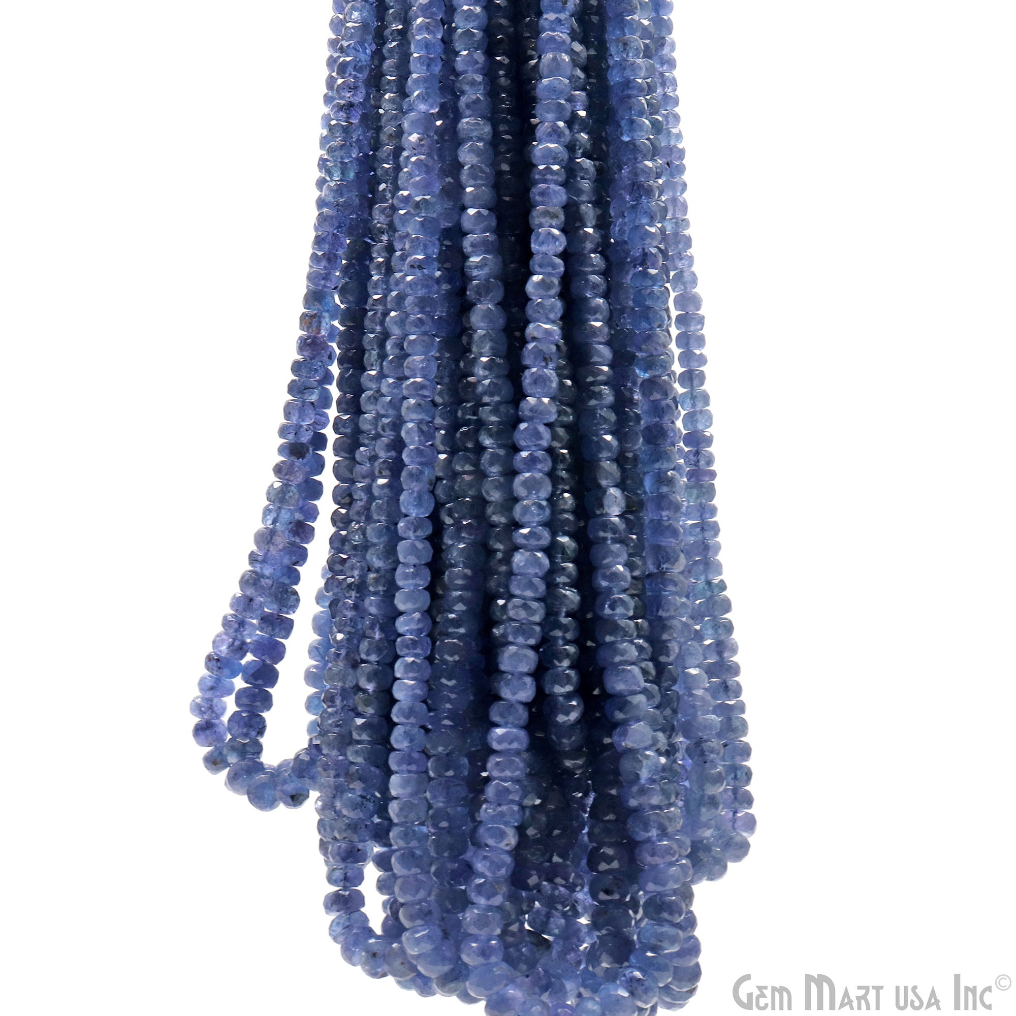 Tanzanite Faceted 5-6mm Round Rondelle Strand Beads 16 Inch