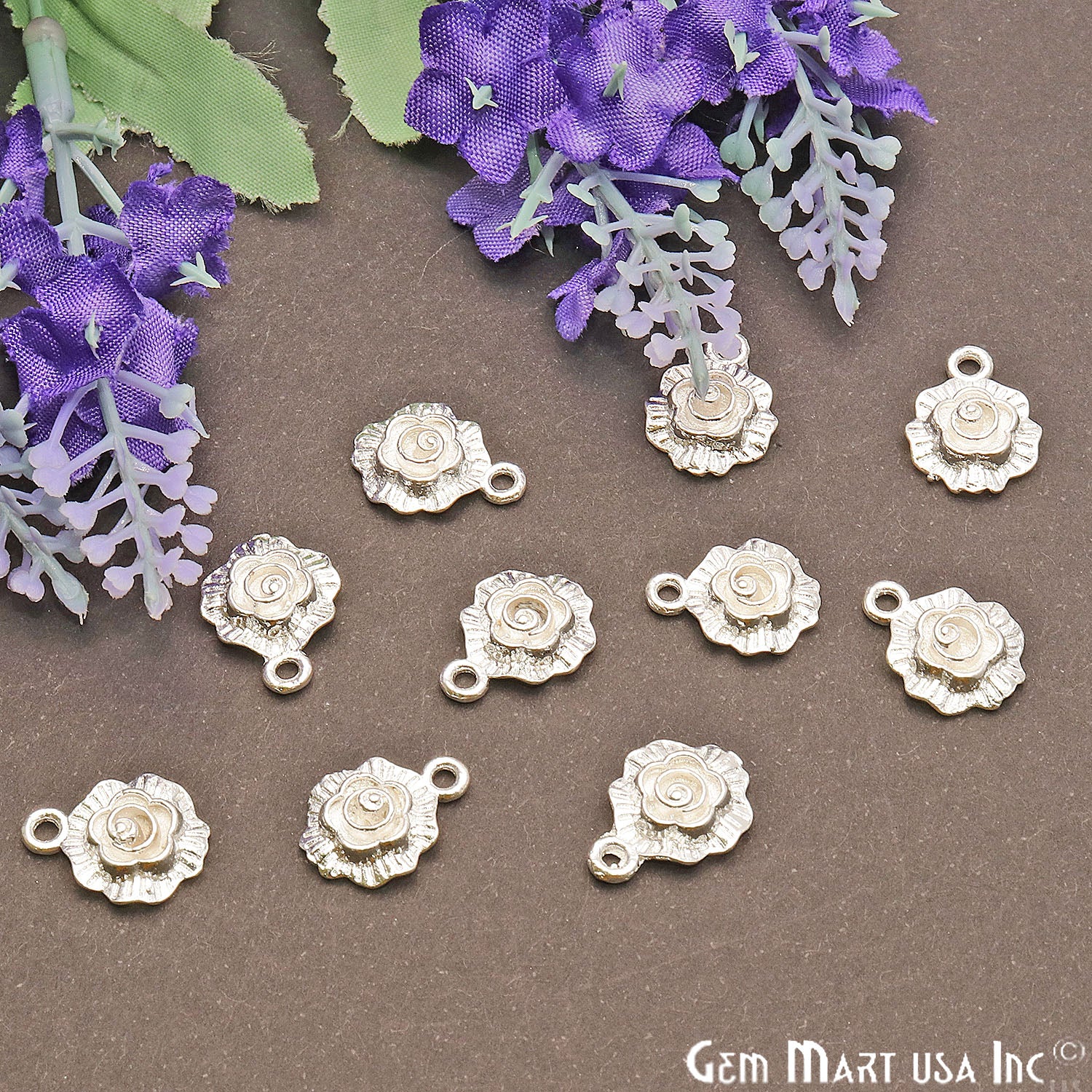 Flower Shape Finding 15x12mm Chandelier Jewelry Charm (Pick Plating) - GemMartUSA