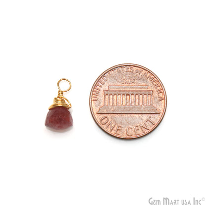 Strawberry Quartz Trillion 5mm Gold Wire Wrapped Connector