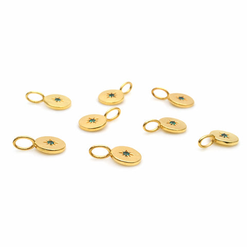 Round Shape 15x9mm Gold Plated Single Bail Finding Charm Pendant