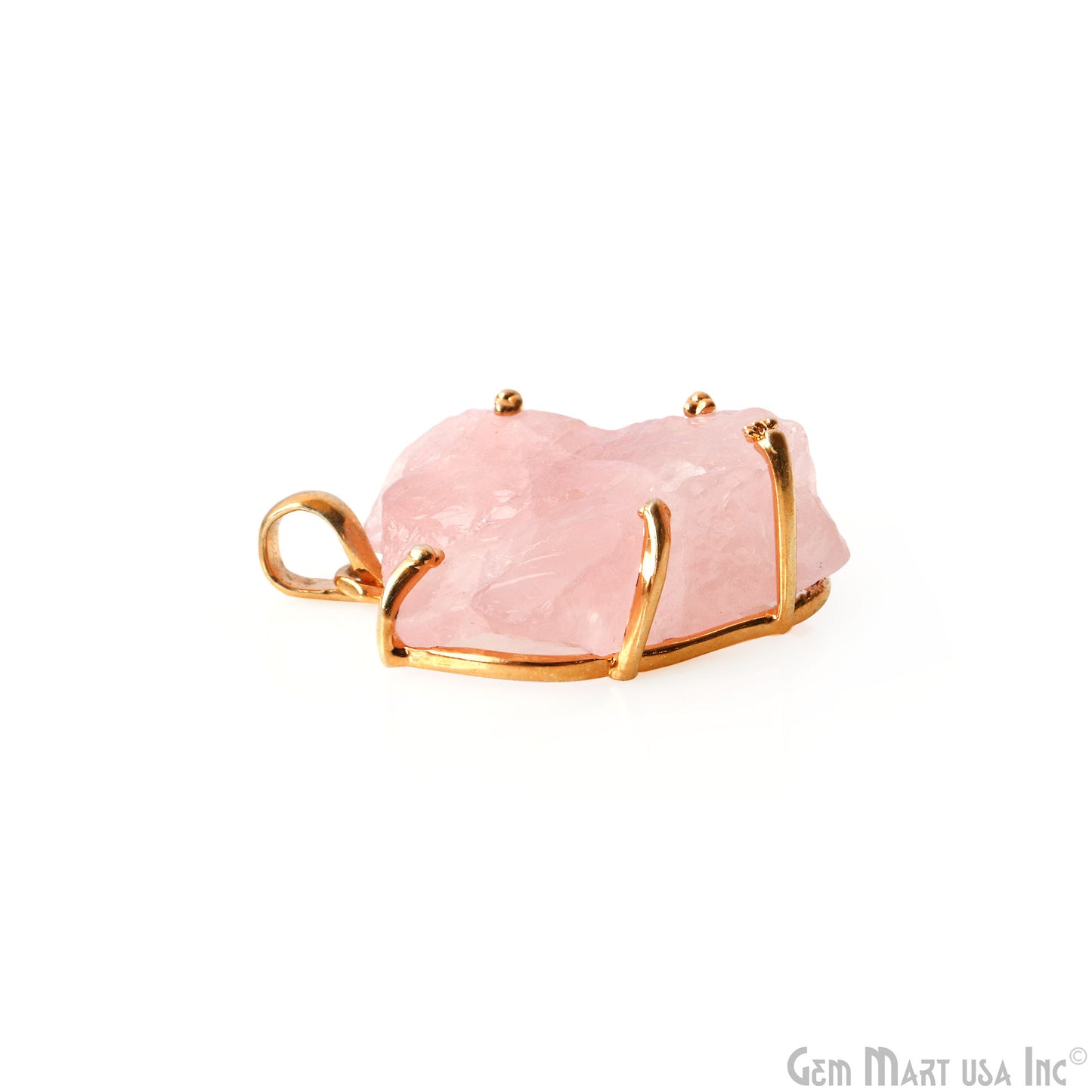 Natural Morganite Organic 33x24mm Gold Plated Prong Setting Single Bail Gemstone Pendant