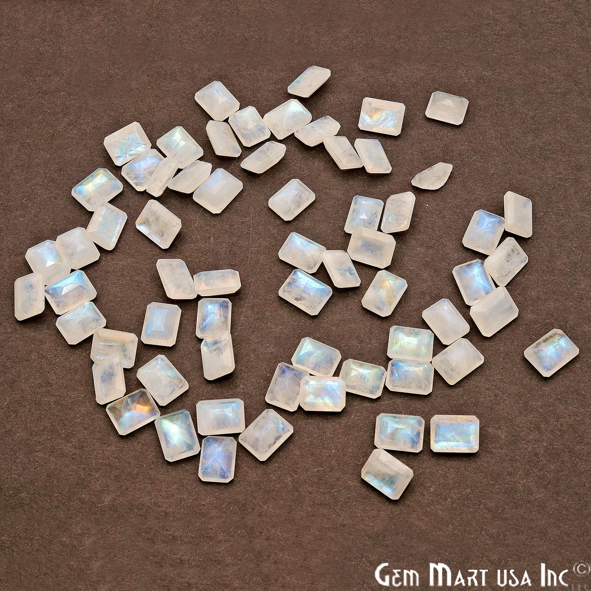 Rainbow Moonstone Rectangle Shape 6x8mm Faceted Loose Gemstone - GemMartUSA