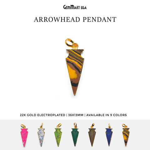 Arrowhead Copper Sediment Jasper Gold Edged Pendant (Pick Your Gemstone)