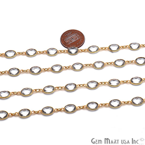 Crystal 7x5mm Bezel Link Gold Plated Continuous Connector Chain - GemMartUSA