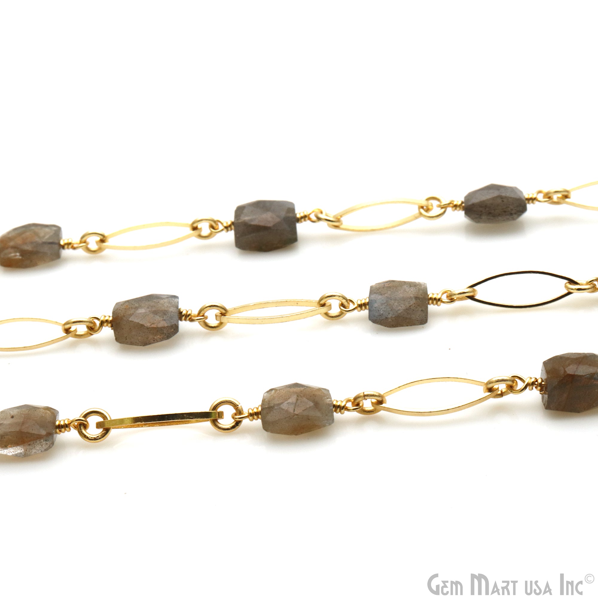 Labradorite With Gold Marquise Finding Rosary Chain