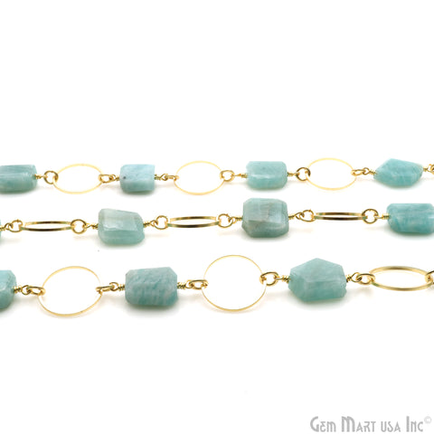 Amazonite With Gold Round Finding Rosary Chain