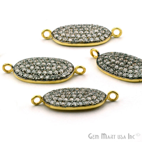 Oval' CZ Pave Gold Vermeil Charm for Bracelet & Pendants - GemMartUSA