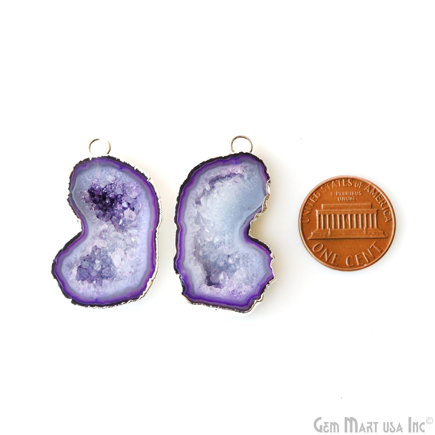 Geode Druzy 22x35mm Organic Silver Electroplated Single Bail Gemstone Earring Connector 1 Pair