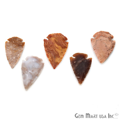 5pc Lot Arrowhead Cut Gemstones, 39x24mm Handcrafted Stone, Loose Gemstone, DIY Pendant, DIY Jewelry - GemMartUSA