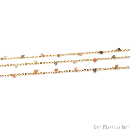 Multi Stone Faceted Beads 3-4mm Gold Plated Cluster Dangle Chain