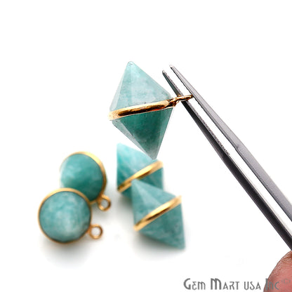 Double Cone Shape 19x16mm Gold Plated Single Bail Gemstone Connector (Pick Gemstone) - GemMartUSA