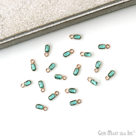 5pc Lot Apatite Octagon 4x3mm Rose Gold Plated Single Bail Brilliant Cut Gemstone Connector