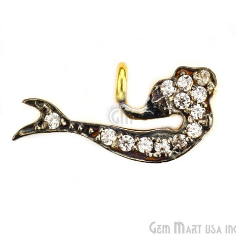 Fish' CZ Pave Gold Vermeil Charm for Bracelet & Pendants - GemMartUSA