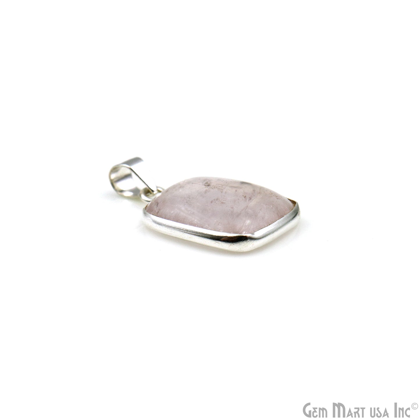 Rose Quartz Gemstone Rectangle 27x19mm Sterling Silver Necklace Pendant 1PC