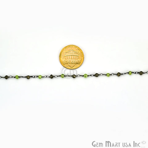 Smokey Topaz With Peridot Oxidized Wire Wrapped Rosary Chain (764422488111)