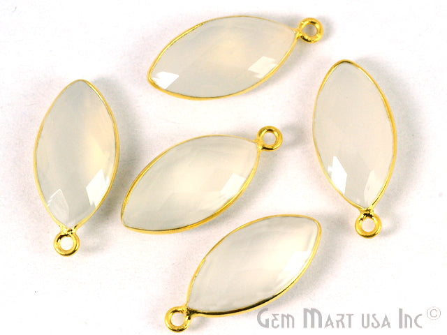 Marquise 10x20mm Single Bail Gold Bezel Gemstone Connector