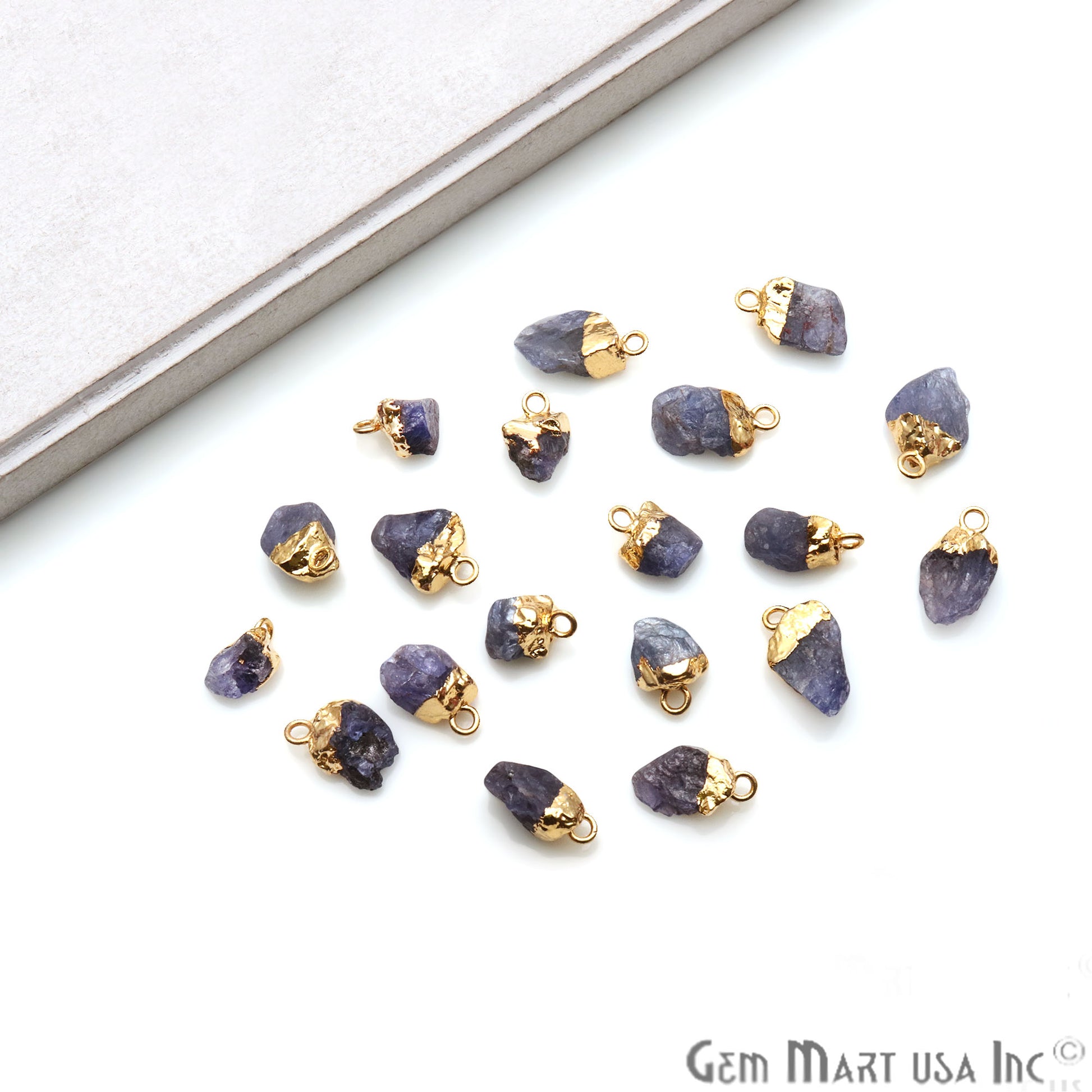 Tanzanite Organic 14x6mm Gold Electroplated Pendant Connector - GemMartUSA