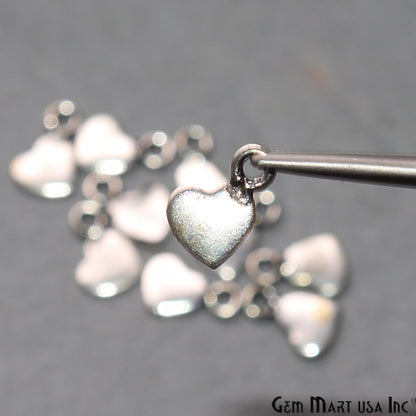 5pc Lot Heart Shape Oxidized 9x6mm Charm For Bracelets & Pendants - GemMartUSA