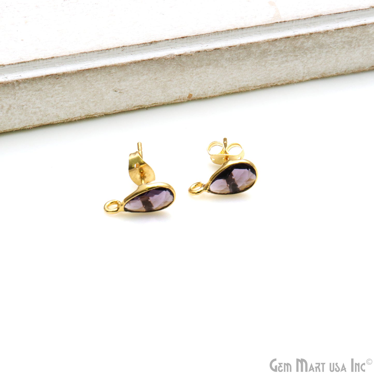 DIY Pears 6x9mm Gold Bail Gemstone stud Earring