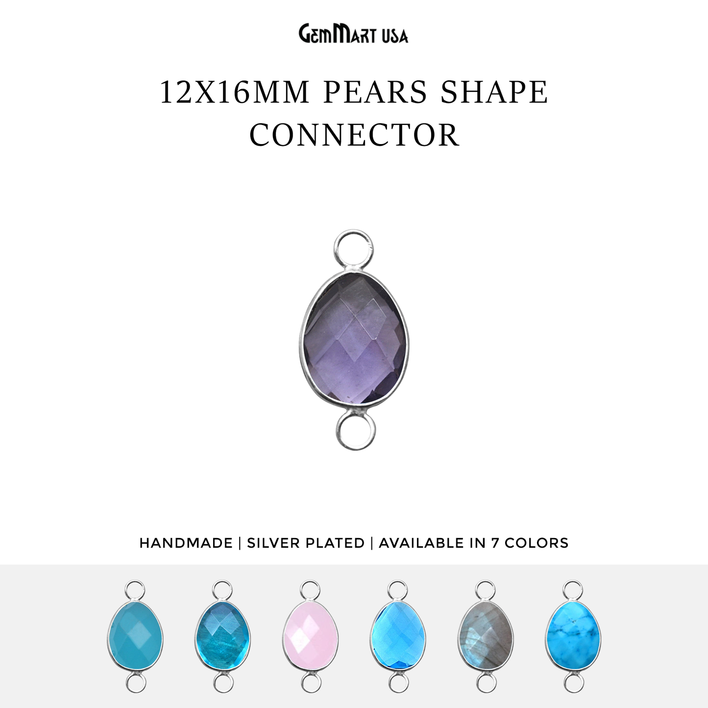 Gemstone 12x16mm Oval Silver Bezel Big Bail Connector