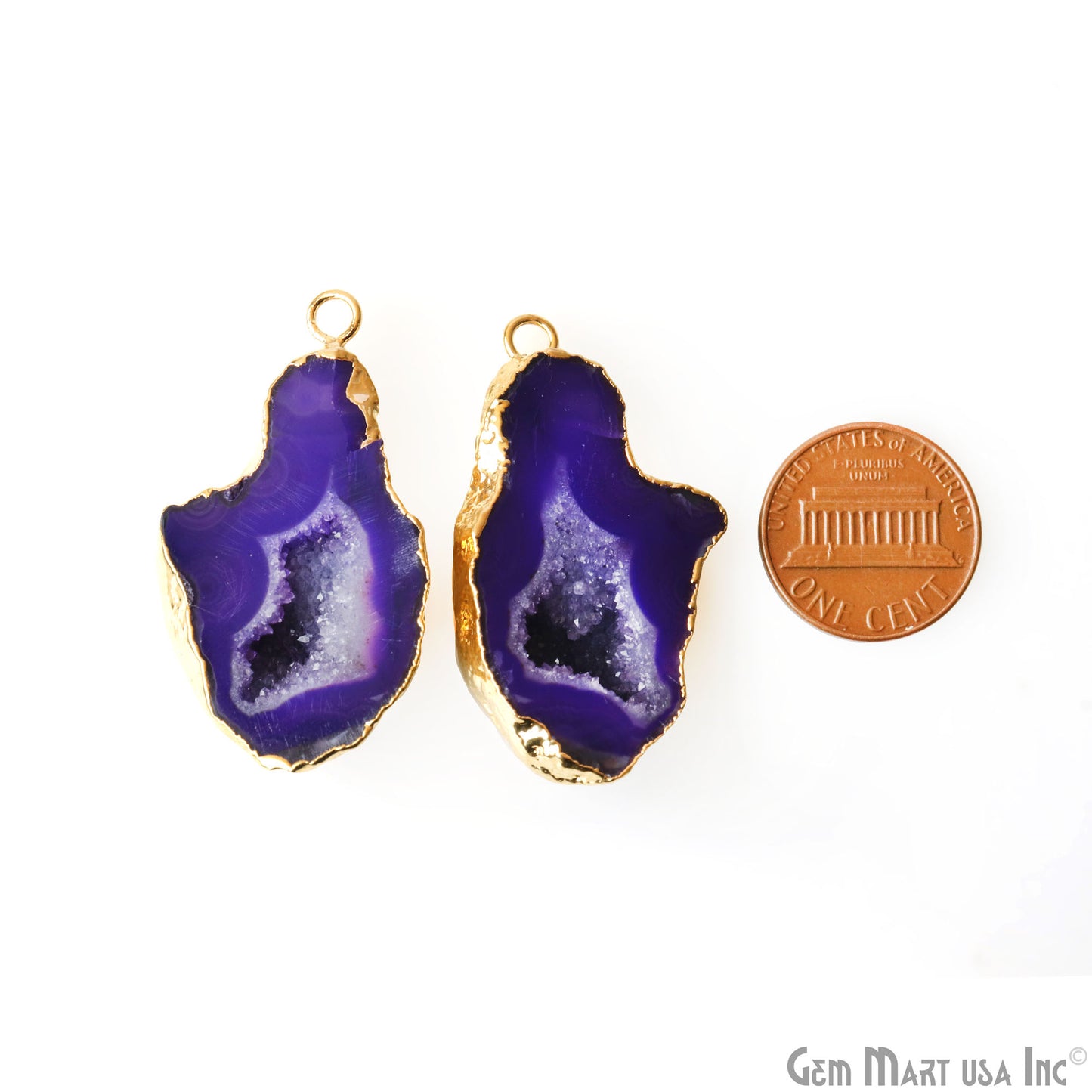 Geode Druzy 22x41mm Organic Gold Electroplated Single Bail Gemstone Earring Connector 1 Pair