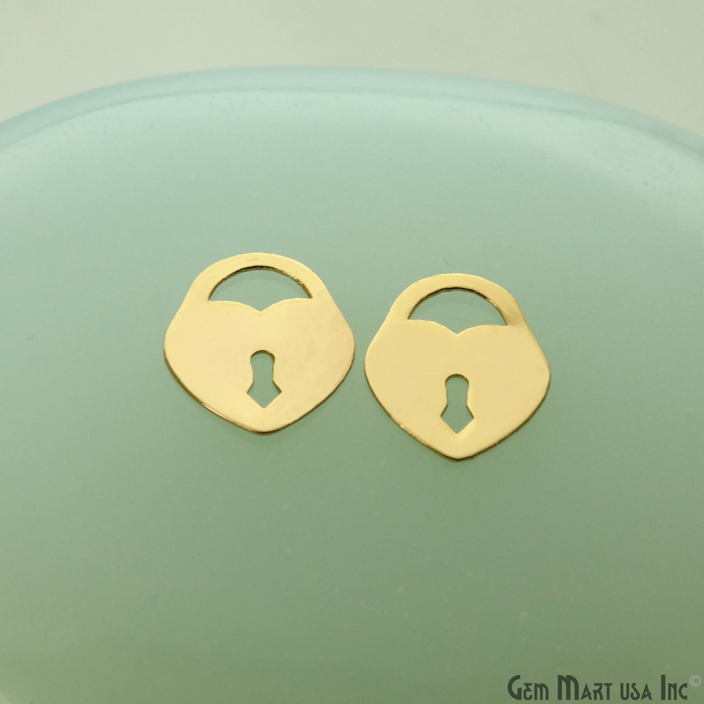 Heart Lock Shape Charm Laser Finding Gold Plated 9.6x11mm Charm For Bracelets & Pendants